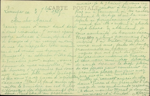 Postcard Pont l&#39;Abbé Finistère, Young Girl, Profile of the Headdress, bretonische Tracht