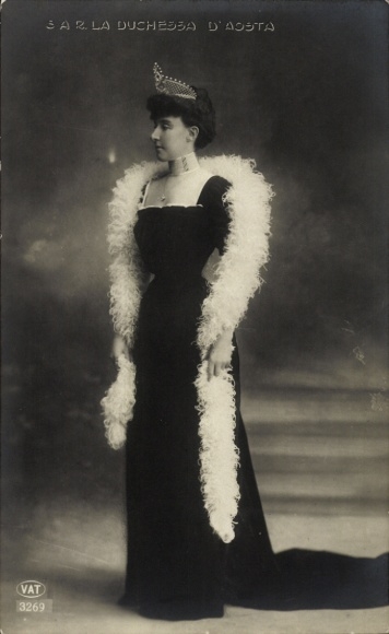 Ak S.A.R. La Duchessa D'Aosta, Prinzessin Anne von Orléans, Krone