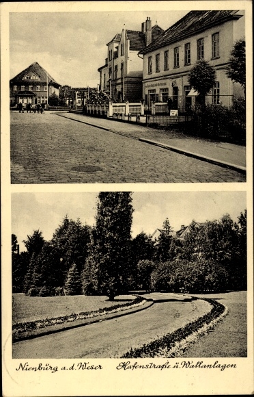 Ak Nienburg an der Weser, Hafenstraße, Wallanlagen