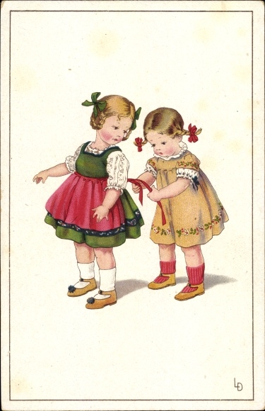 Artist Postcard Döring, Lia, Two Girls