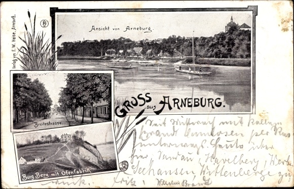 KP Arneburg an der Elbe, Breitestrasse, Berg Zamek z fabryką pieców, odcinek rzeki