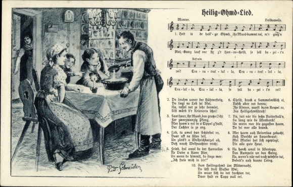 Song artist PC Schneider, Rud., Heilig Ohmd song, family when pouring lead, Wilhelm Vogel
