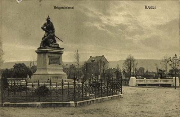 Postcard Wetter an der Ruhr, war memorial
