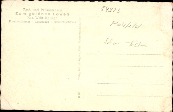Postcard Beiseförth Malsfeld in the Schwalm Eder district, inn and boarding house to the golden lion