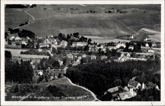 Postcard Westheim near Augsburg Neusäß in Swabia, aerial photograph