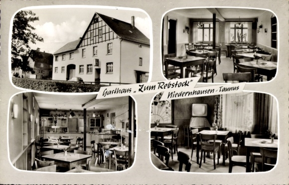 Ak Niedernhausen im Taunus Hessen, Gasthaus Zum Rebstock, Speiseraum
