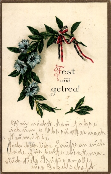 Postcard Firm and faithful, cornflowers, patriotism Empire