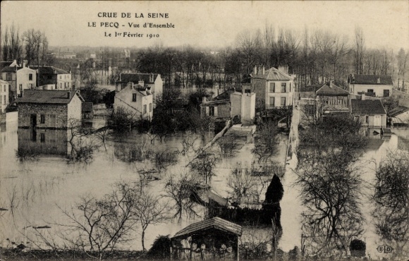 Postcard Le Pecq Yvelines, Flooding of the Seine, Overview