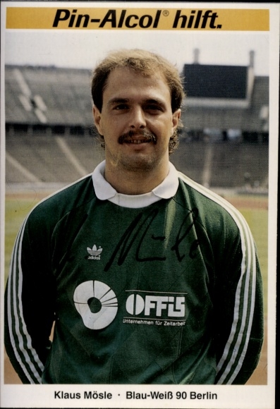 Autogrammkarte Fußballer Klaus Mösle, Blau Weiß 90 Berlin, Autogramm