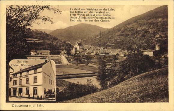KP Dausenau an der Lahn, widok ogólny, stary zabytkowy zajazd
