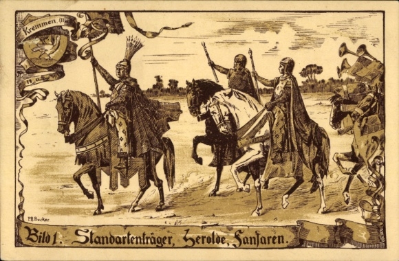 Artist Postcard Becker, PA, Kremmen, Battle of Kremmer Damm, Standard Bearer