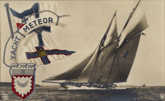 Postcard German warship, SMS Meteor, yacht, Imperial Navy