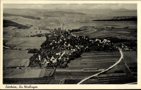 Postcard Ederheim in Swabia, aerial photograph
