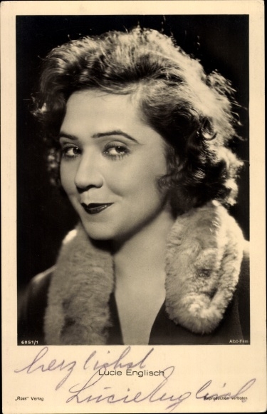 Postcard actress Lucie Englisch, portrait, Ross Verlag 6051/1, autograph