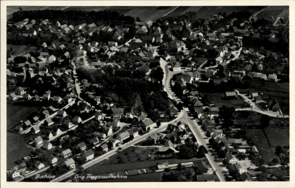 Postcard Buchloe in Allgäu, aerial photograph