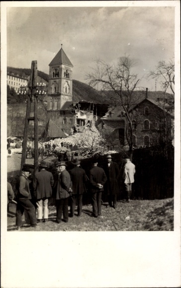 Photo Postcard Schönstatt Vallendar am Rhein, Schönstatt Monastery, collapse of the southwest tower 1932