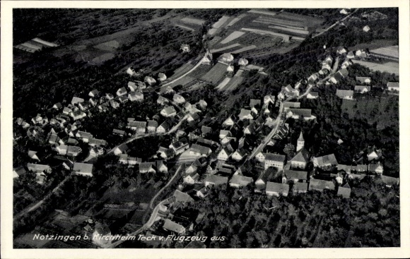 Postcard Notzingen Baden Württemberg, aerial photograph