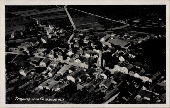 Postcard Freyung in the Bavarian Forest, aerial photograph