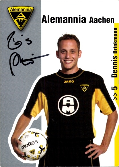 Autogrammkarte Fußballer Dennis Brinkmann, Alemannia Aachen, Autogramm