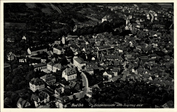 Postcard Bad Orb in Spessart Hesse, aerial view of general view, architecture