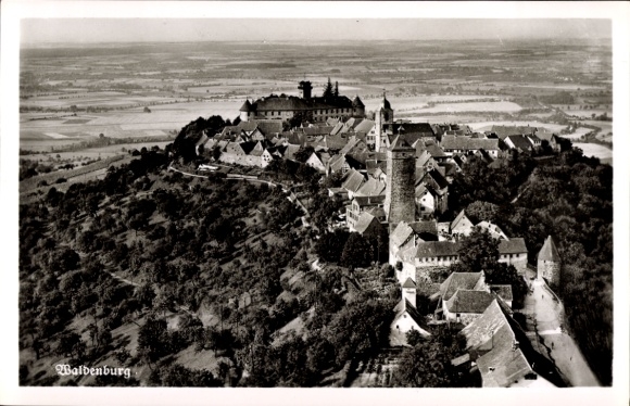 Postcard Waldenburg in Saxony, panorama, view over the roofs