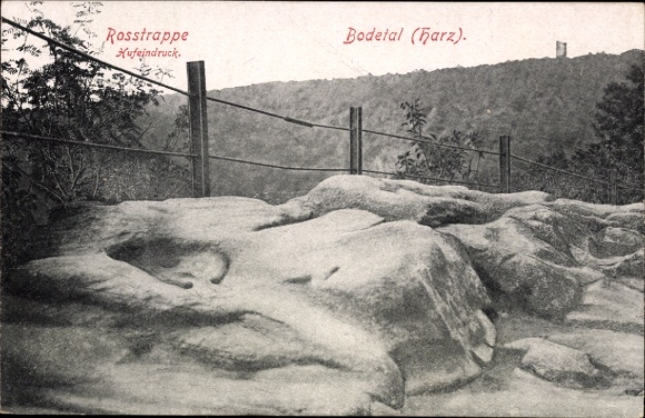 Ak Thale im Harz, Bodetal, Rosstrappe, Hufeindruck
