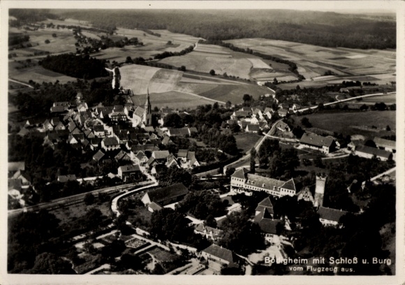 Ak Bödigheim Buchen in het Odenwald Baden, luchtfoto, kasteel, fort