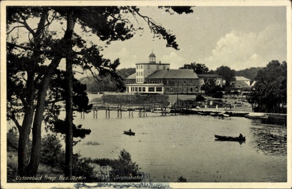 Postcard Mrzeżyno Baltic Sea resort Deep Pomerania, beach hotel
