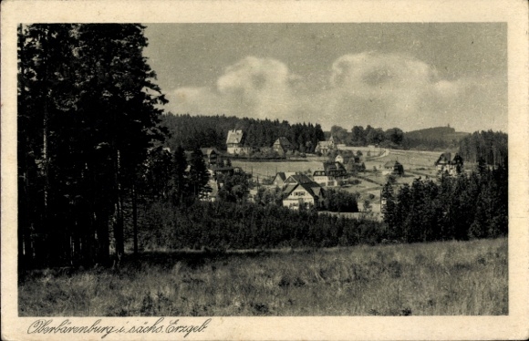 Ak Kipsdorf Altenberg im Erzgebirge, Landschaft mit Häusern, Bäume im Vordergrund,  