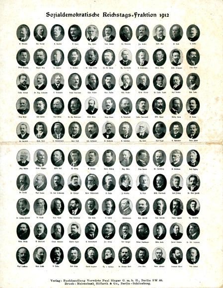 Klapp Postcard Social Democratic Reichstag faction 1912, politician