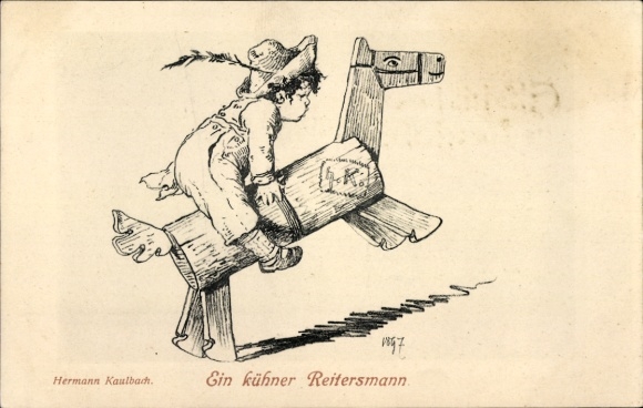 Artysta KP Kaulbach, Hermann, Odważny jeździec, drewniany koń
