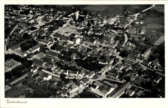 Postcard Frontenhausen in Lower Bavaria, aerial view of city view, buildings