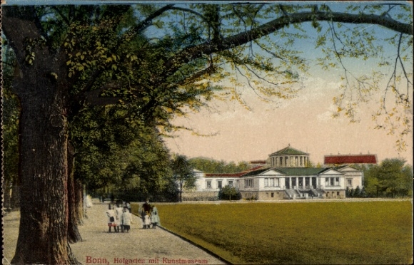 Postcard Bonn am Rhein, Hofgarten, Art Museum, trees, walkers