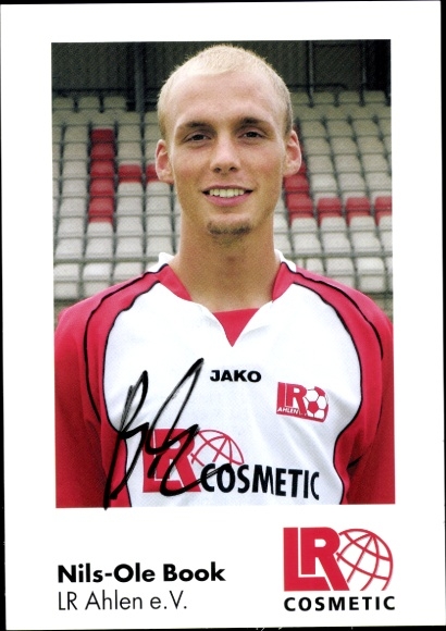 Autogrammkarte Fußballer Nils - Ole Book, Rot Weiss Ahlen, Autogramm