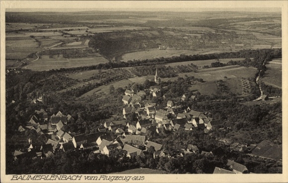 Postcard Baumerlenbach Öhringen in Hohenlohekreis Württemberg, aerial photograph