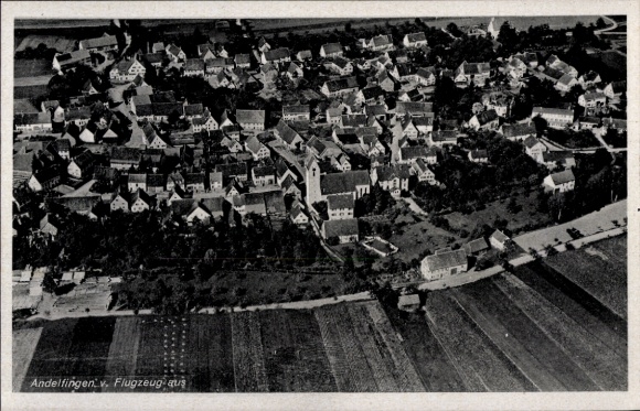 Ak Andelfingen Langenenslingen Baden Württemberg, Fliegeraufnahme, Stadtpanorama