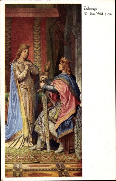 Postkaart van de kunstenaar Hauschild, W., Lohengrin, Elsa&#39;s klacht