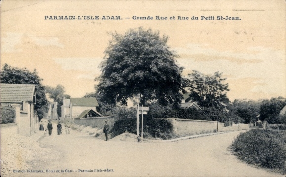 Ak Parmain Île Adam Val d'Oise, Grande Rue und Rue du Petit Saint Jean