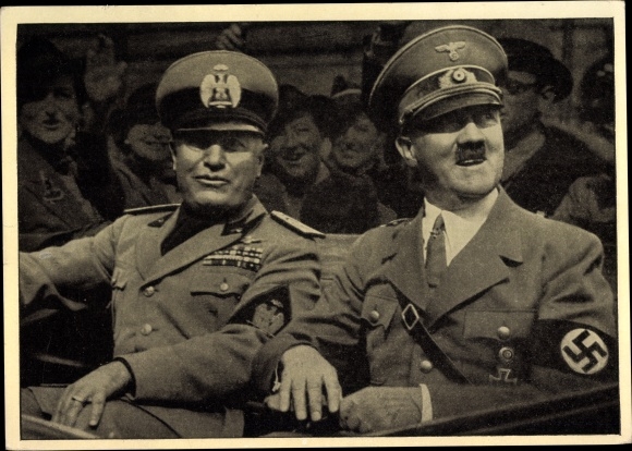 Postcard Führer and Reich Chancellor Adolf Hitler, Benito Mussolini, state meeting, men of the time 126