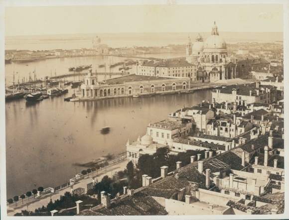 Foto Venezia Venetië Veneto, rond 1865, uitzicht op de stad, Basilica Maria della Salute