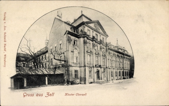 Postcard Zell am Main Lower Franconia, Oberzell Monastery