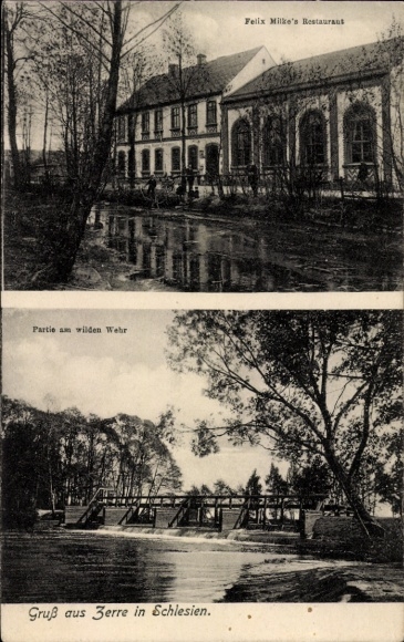 Postcard Zerre Spreetal in Upper Lusatia Saxony, Restaurant Felix Milke, at the wild weir