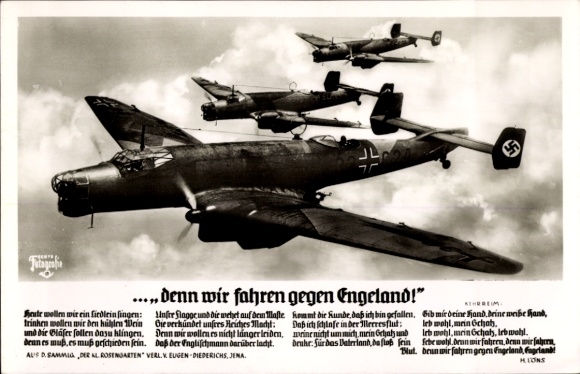Ak Deutsche Kampfflugzeuge, Luftwaffe, ...denn wir fahren gegen Engeland