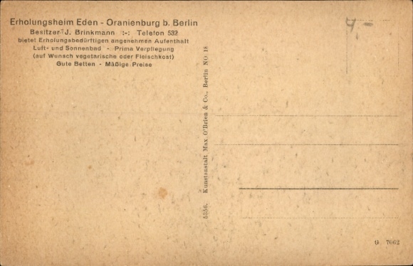 Postcard Oranienburg in Brandenburg, Eden recreation home