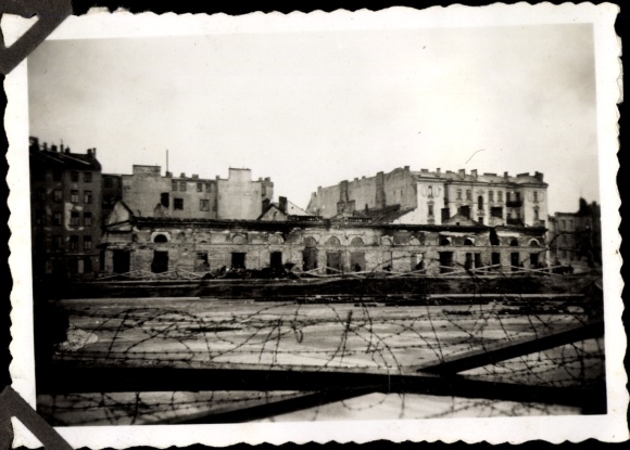 Photo Warszawa Warsaw Poland, burnt out street, war damage, II WW