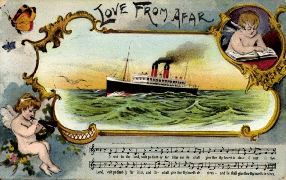Passepartout Song Postcard Love from afar, Steamer, Cunard Line