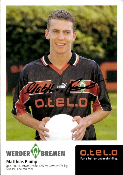 Autogrammkarte Fußballer Matthias Plump, Werder Bremen, Autogramm