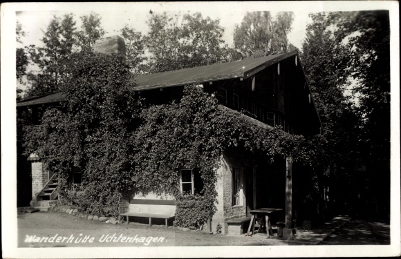 Foto Ak Uchtenhagen Falkenberg, Partie an der Wanderhütte