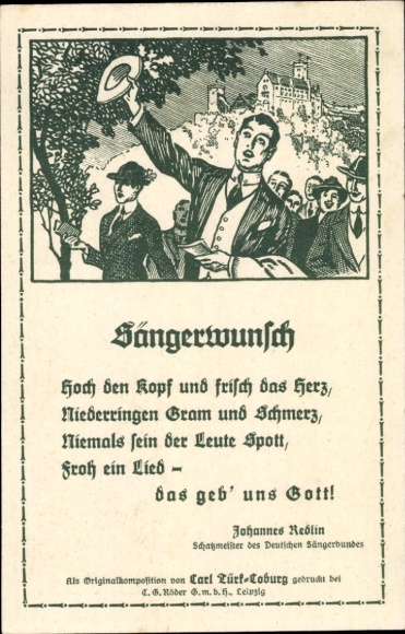 Postal stationery artist PC singer's wish, 9th Hanover Singers' Festival 1924, PP 81 C3 03