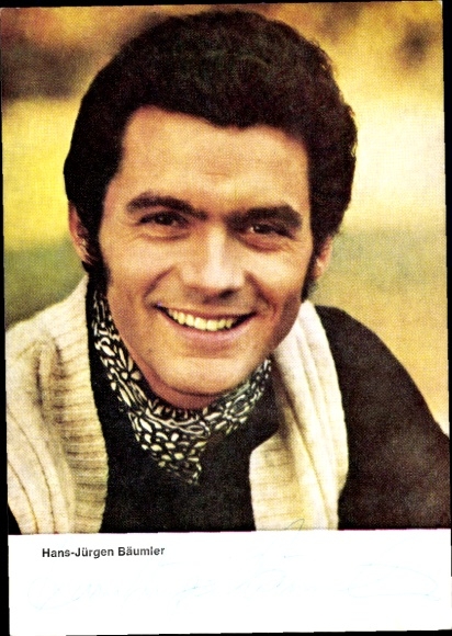 Postcard actor and figure skater Hans-Jürgen Bäumler, portrait, ZDF, autograph